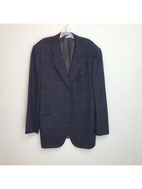 Brioni Palatino navy and rust red 3-button wool blazer